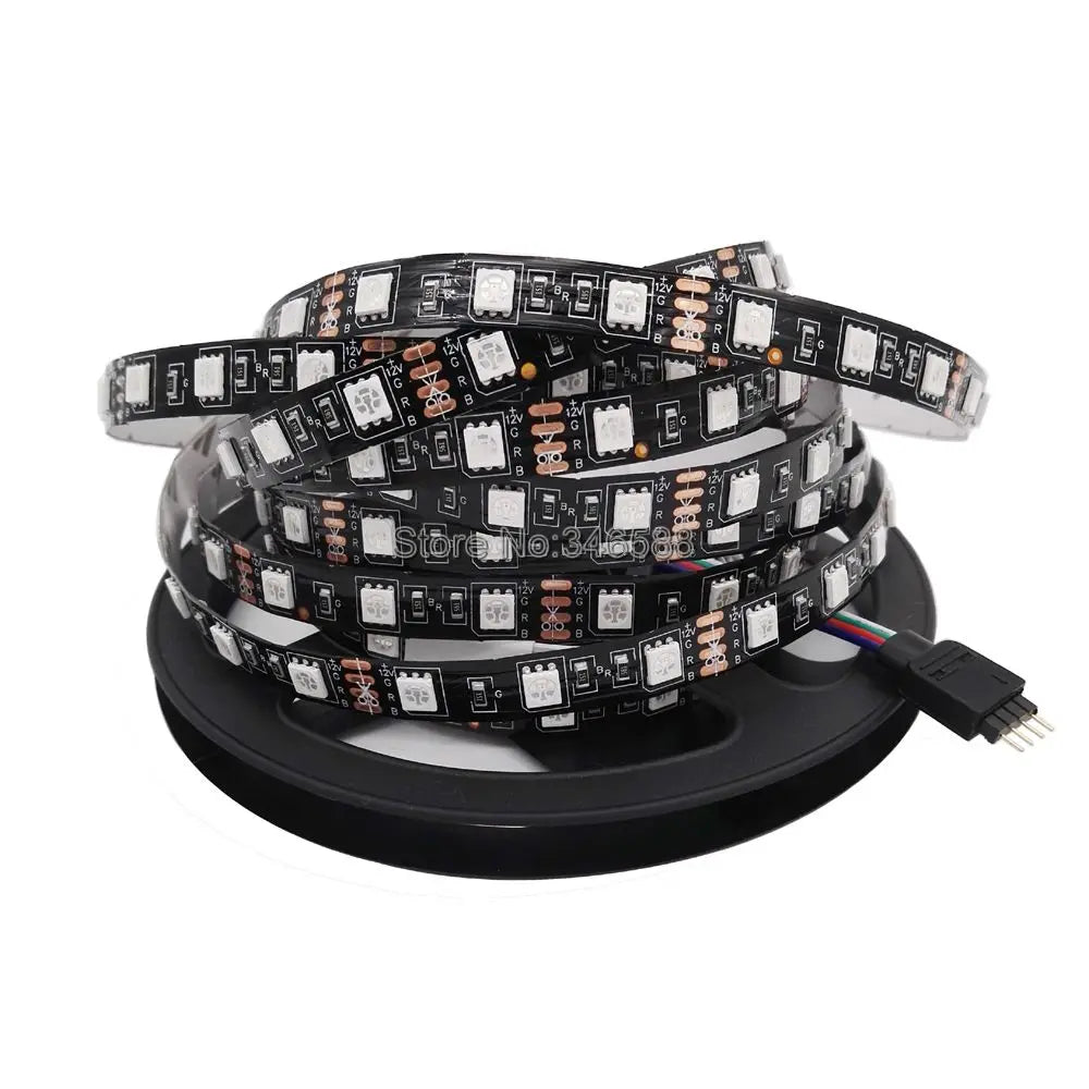 ruban led smd 5050 5m rgbw ip65 noir adhésif 60ledsmètre moderne connecteur troisbroches