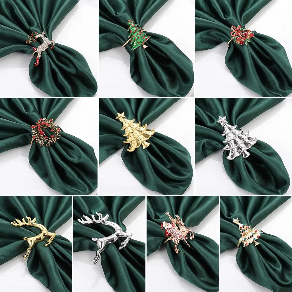 anneaux serviette métal motif noël renne arbre cloche père noël décoratif festive respectueux environnement