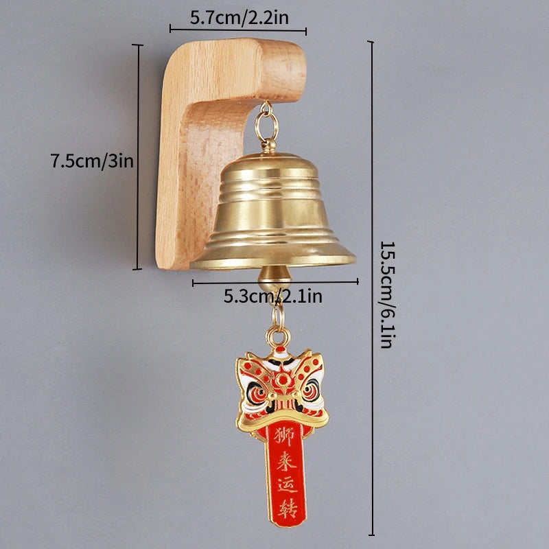 cloche porte or bois naturel papillon chinois deco classique wind chime fixations