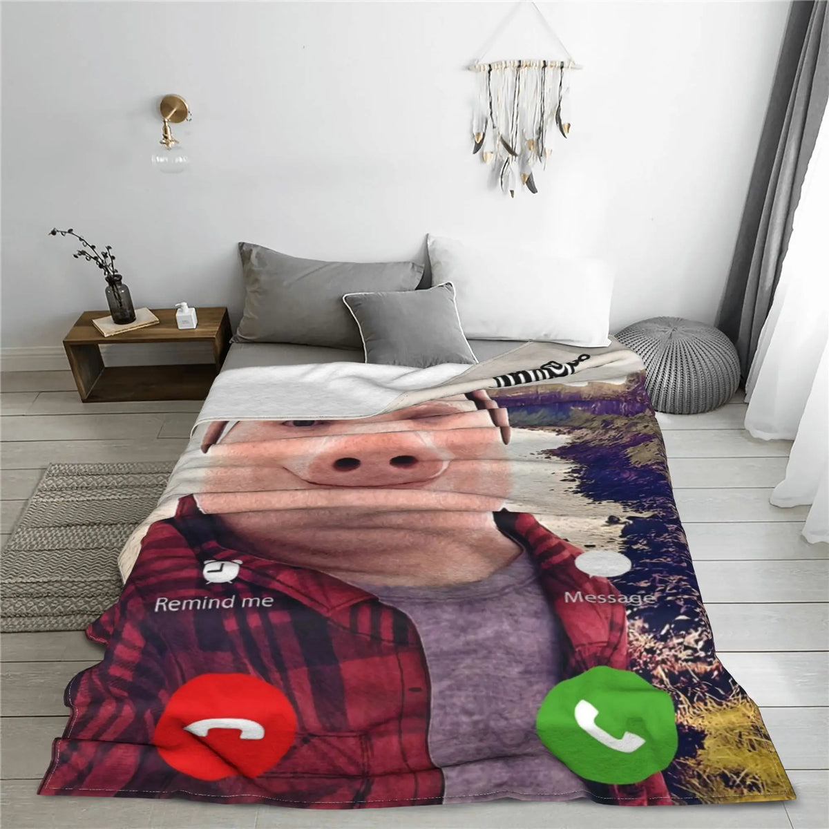 couverture polyester scénique dessin animé gris rouge verte moderne 50x40 60x50 80x60 inversible voyage