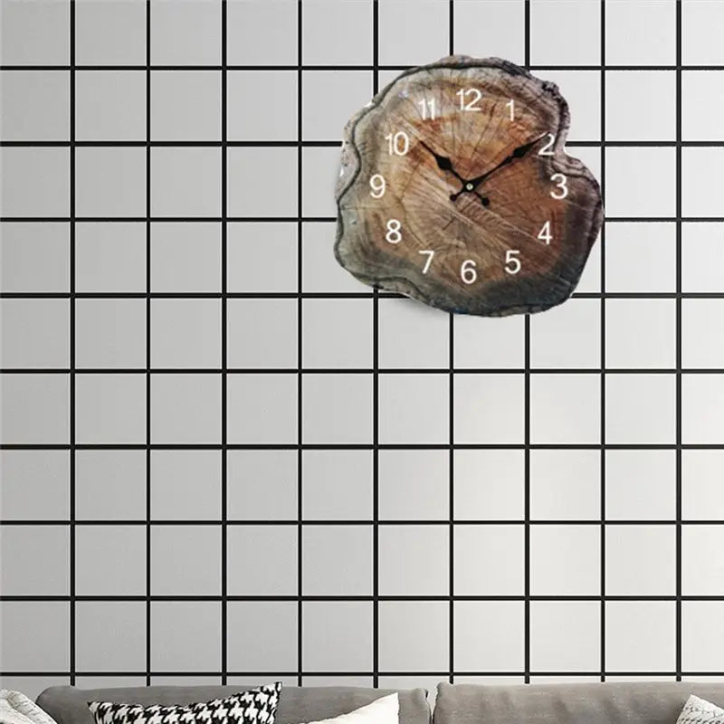 horloge murale bois naturelle rustique salon décoration vintage tranches marron brunOpaque horloge murale bois