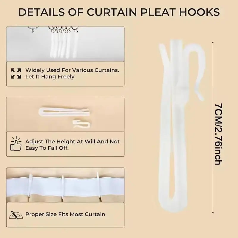 crochets rideau blancs opaques coton lisses modernes réglables pack 50pcs maison