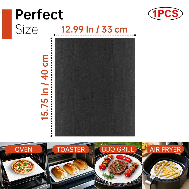 tapis cuisson antiadhésif réutilisable résistant chaleur fond four noir moderne silicone