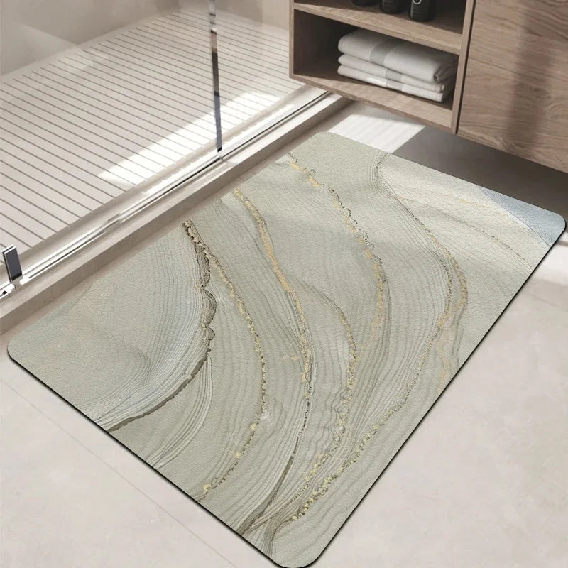 tapis moderne marbre blanc gris antidérapant résistant l'eau 50x80cm 60x90cm salon bain