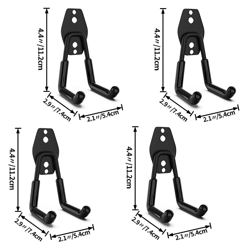 crochet mural acier noir support rangement outils garage vélo escabeau fixation vis