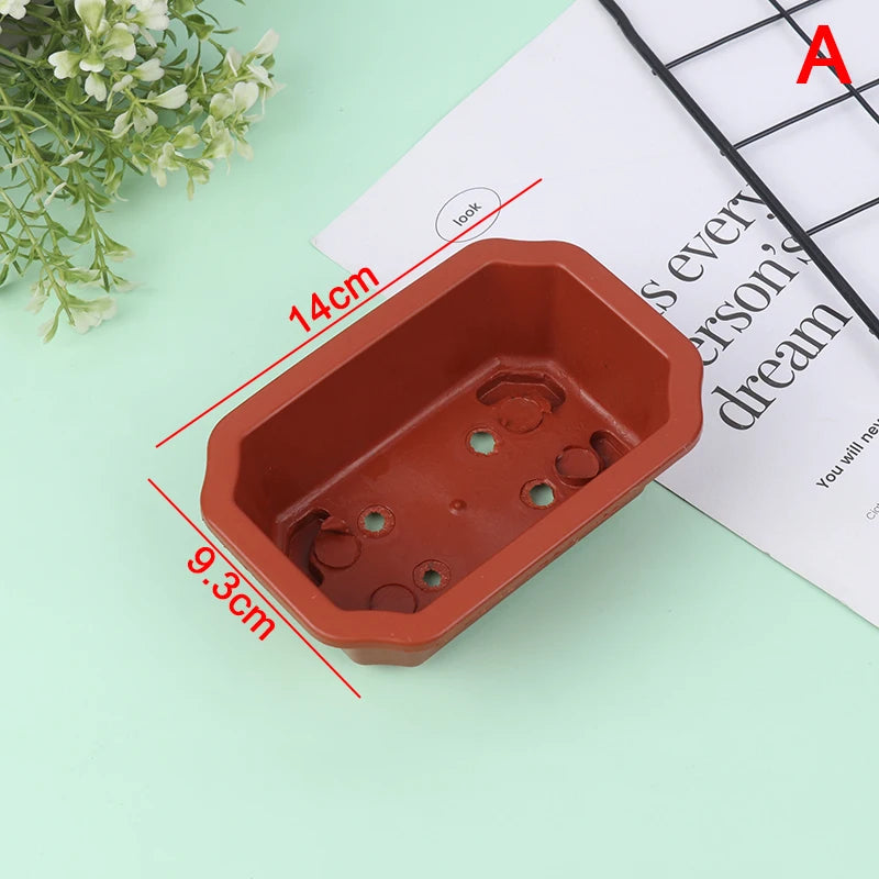 pots plantes vintage rectangulaire octogonal bord décoré couleur rouge brun adultes jardinage utilitaire