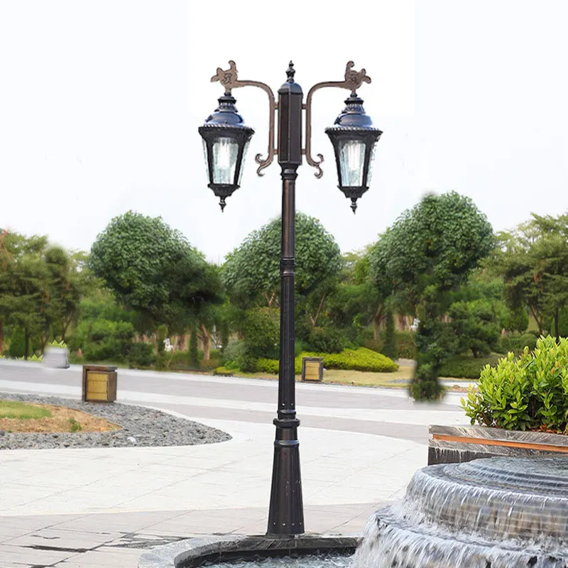 lampe rue extérieure led verre opalin classique ornements métalliques deux lampes ip65 flux lumineux