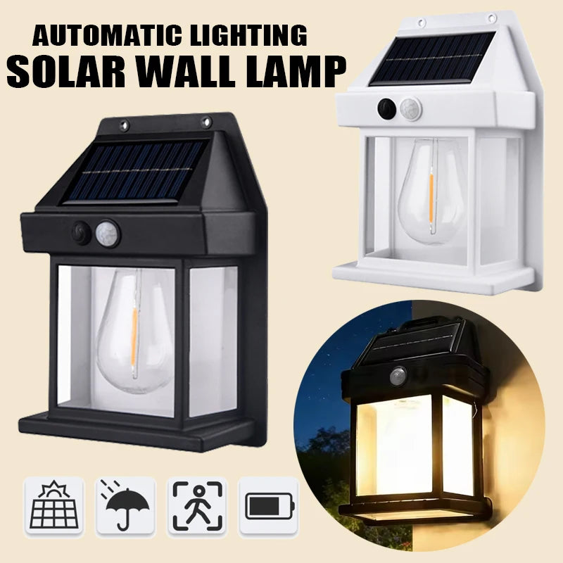 lampe murale solaire led noir blanc verre transparent moderne détecteur présence ip65