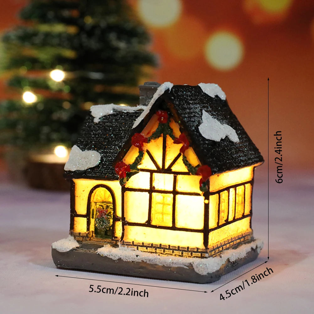 décorations noël maisons lumineuses multicolores motifs traditionnels résine vintage guirlandes lumineuses toits chaume fenêtres