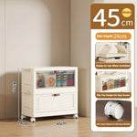meuble rangement modulable pliable blanc rayures verticales moderne roulettes almacenamiento eficiente