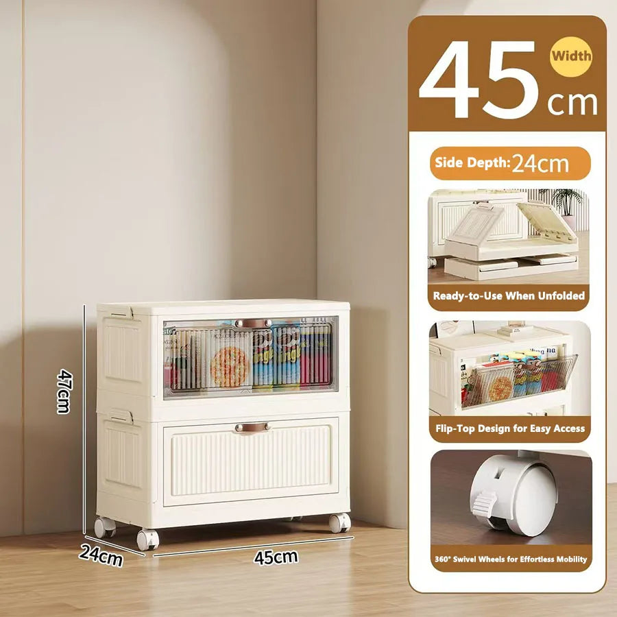 meuble rangement modulable pliable blanc rayures verticales moderne roulettes almacenamiento eficiente