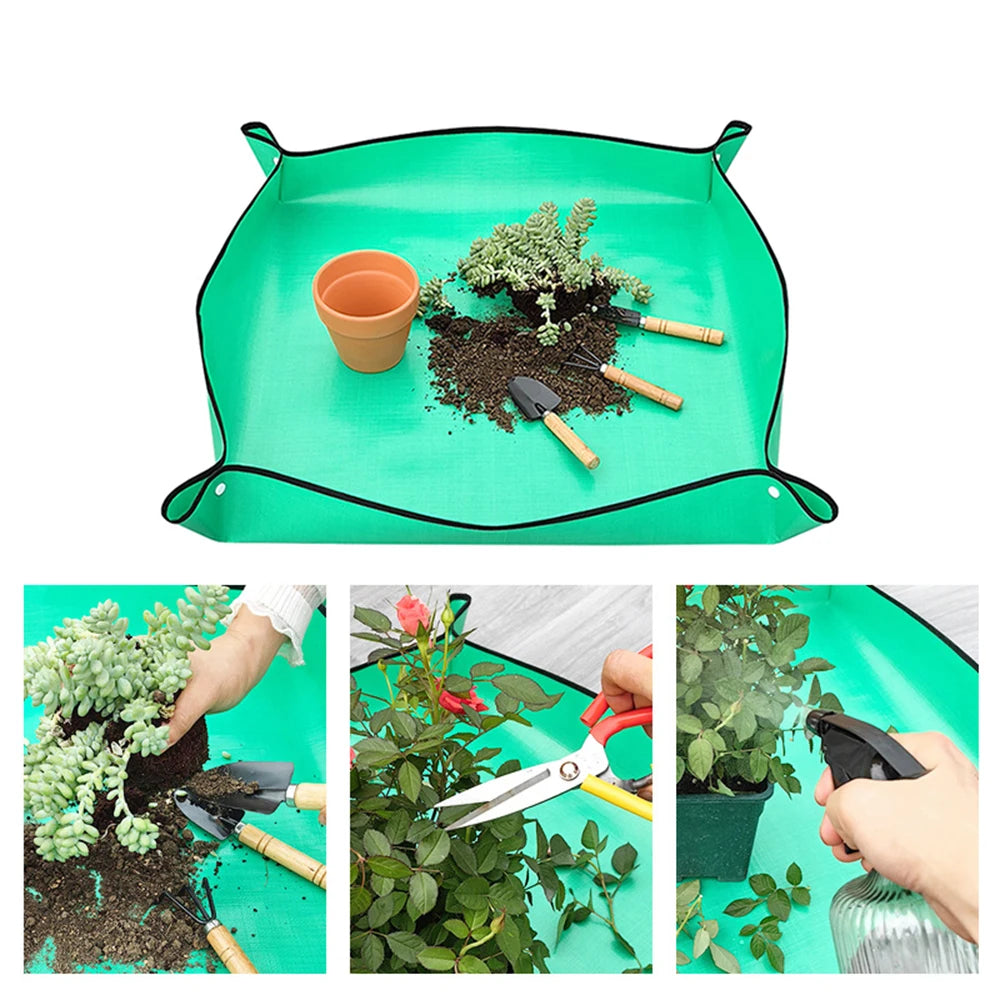 tapis jardinage imperméable vert clair tapis repiquage pliant outils pot fleurs texture moderne