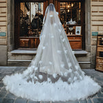 voile mariée blanc plumes bohème romantique femme occasionnel original trendy