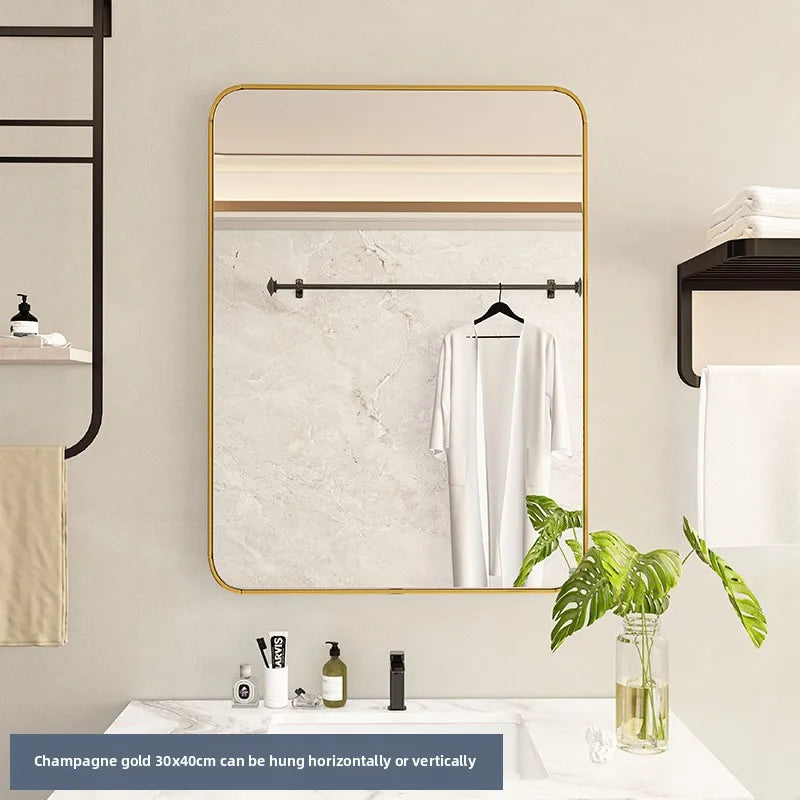 miroir moderne rectangle noir cadre aluminium éclairé sans perçage 30x40cm or champagne