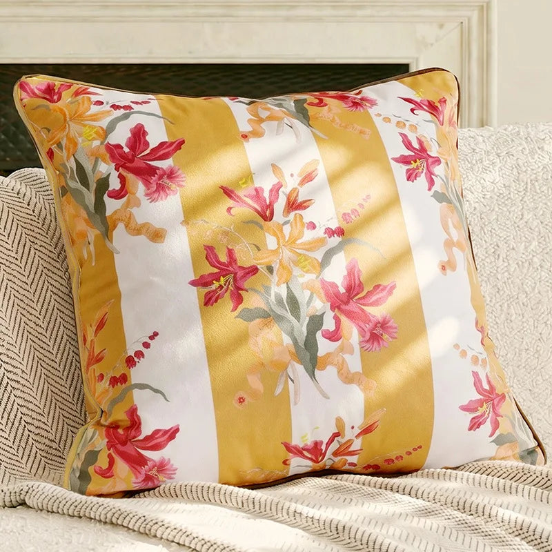 housse coussin fleurs jaunes polyester nordic moderne décoration canapé maison voiture 45x45cm 30x50cm