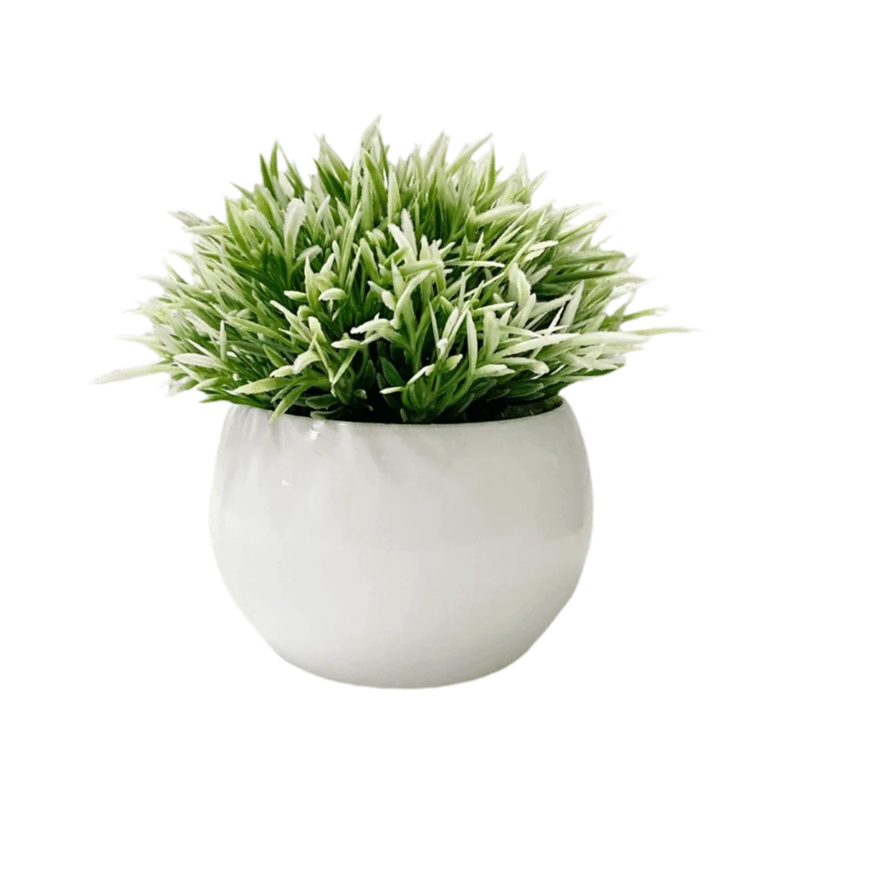 plantes artificielles vertes feuilles fines pot blanc extérieur moderne décoration anniversaire ornement accroché