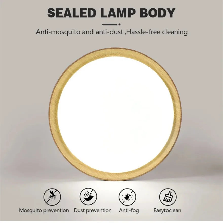 lampe moderne grain bois noir télécommande éclairage quotidien led acrylique fermeture métallique