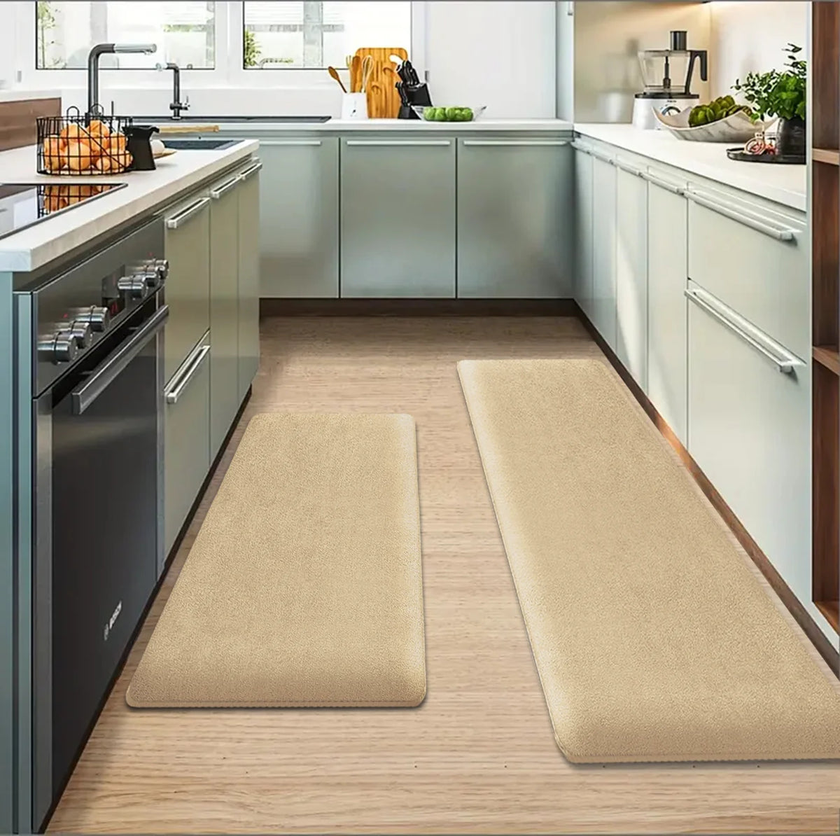 tapis sol antidérapant polyester gris foncé velours moderne cuisine salon 80cm 50cm