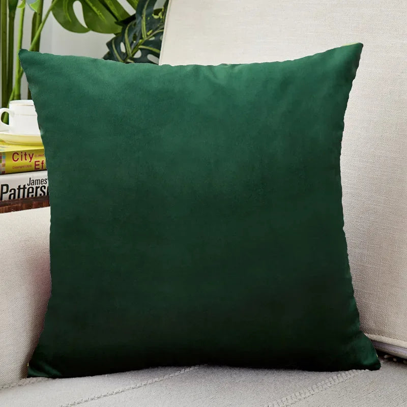 housse coussin carrée velours uni canapé salon décoration maison moderne