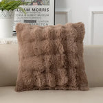 taies d'oreiller velours fourrure couleurs unies moderne canapé hiver pastel clair beige gris marron