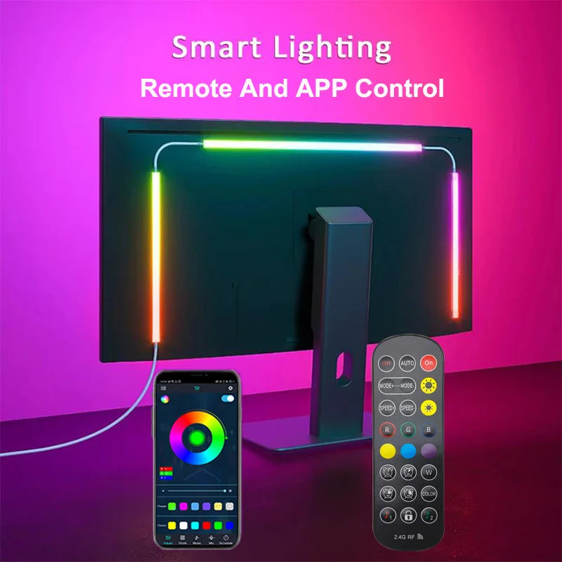 ruban led multicolore moderne 24 27 32 34 pouces synchronisation musicale application télécommande