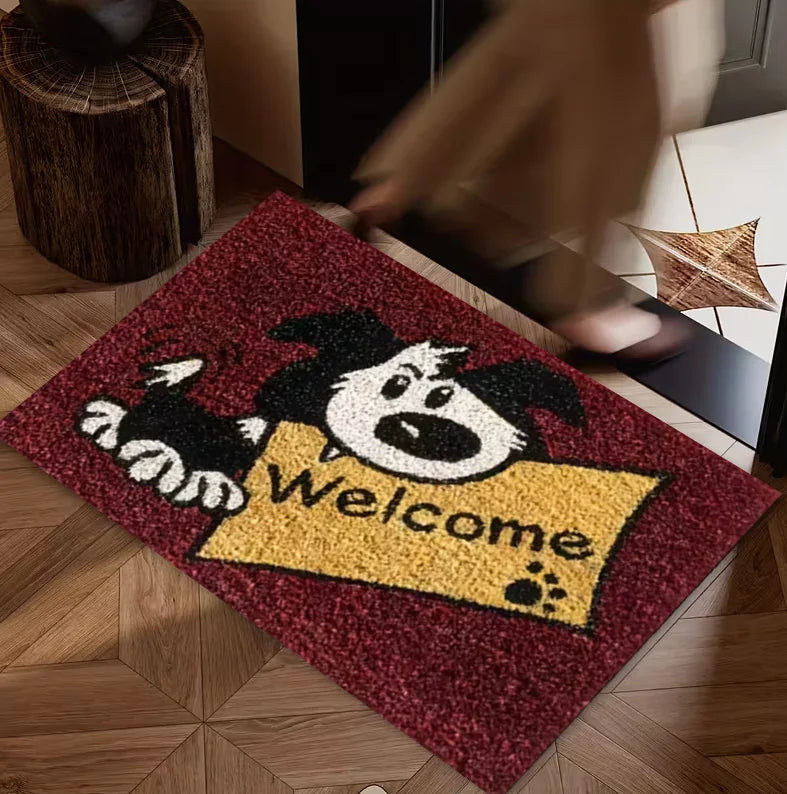 tapis d'entrée moderne chiens motifs floraux antidérapant résistant décoloration 30x50cm 40x60cm