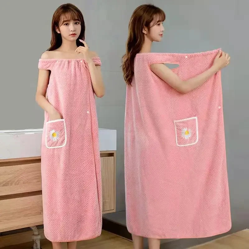 serviette bain femme polyester coton rapide absorbant rose vert violet bleu motifs fleurs poche