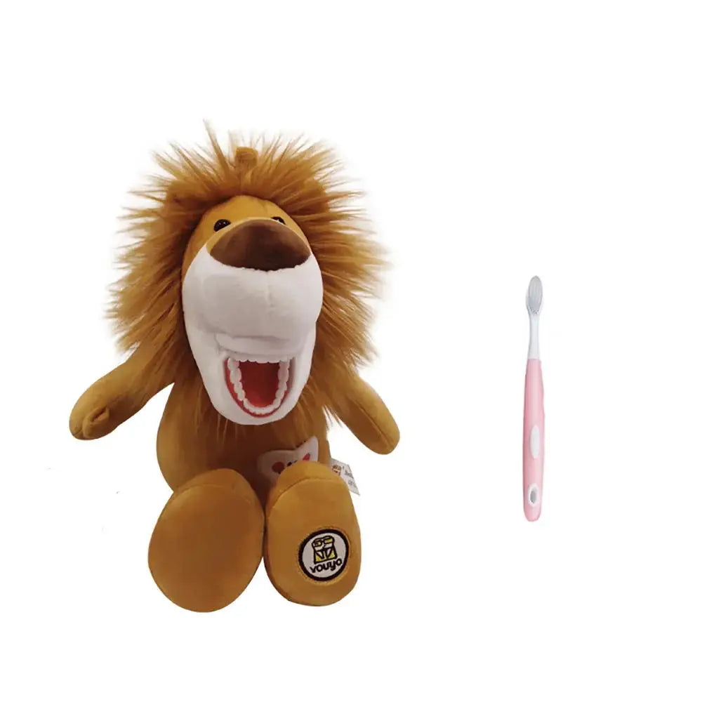jouets peluche animaux tigre girafe lion dents brossage éducation cadeaux doux imitation dentistes