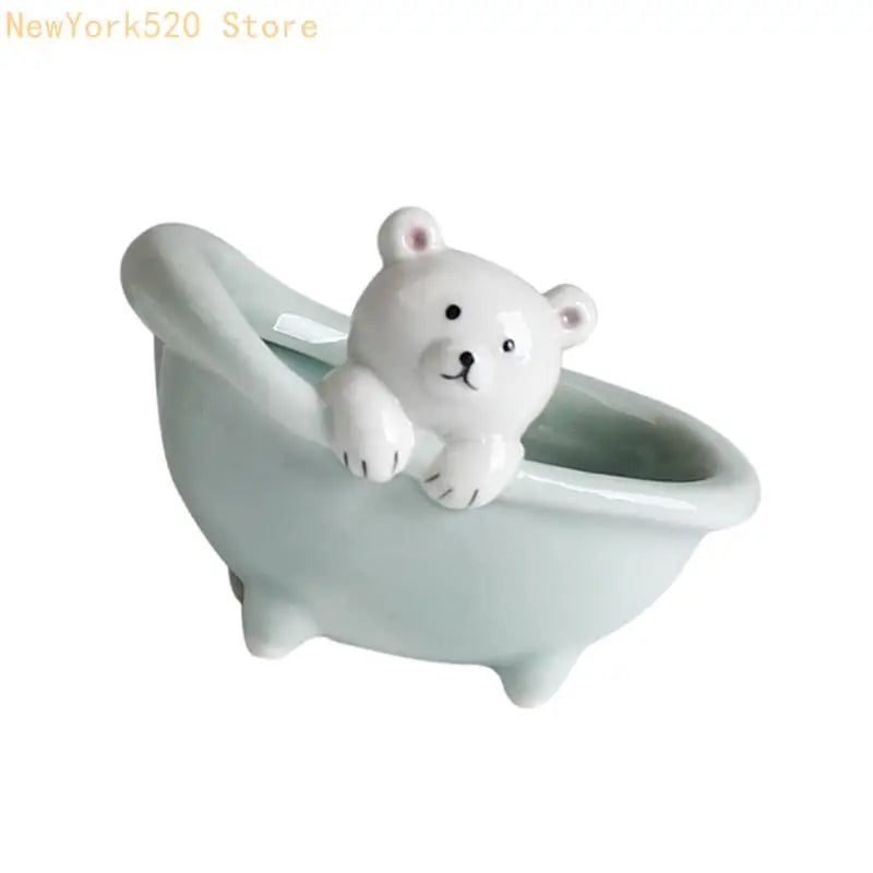 vasque céramique cochon ours blanc rose gris décoration cartoon fleur artificielle