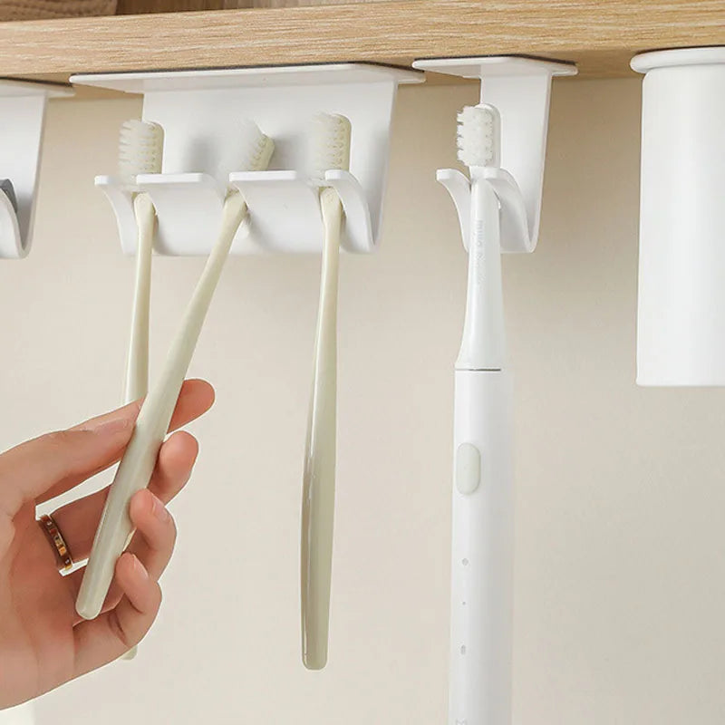 porte brosses dents gobelets mural réutilisable blanc moderne salle bain minimaliste fixe sous meuble
