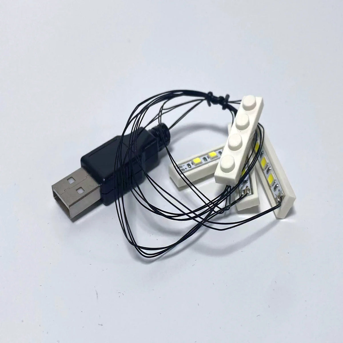 éclairage led kit lego blanc noir lumière chaude froide modules connecteurs usb câble fils