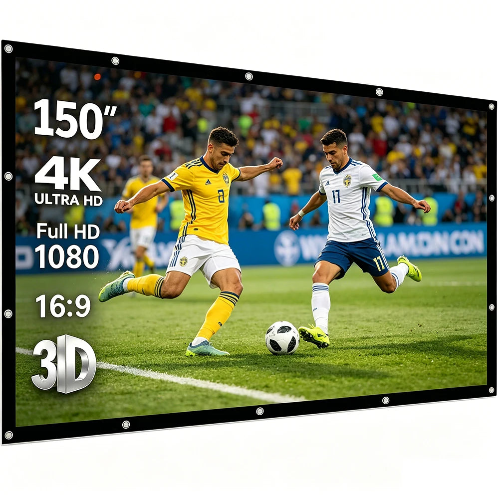 écran projection blanc mat 150 pouces portable fixation accessoires full hd