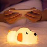 lampe table silicone chien led blanc orange noir moderne tactile couleur enfants