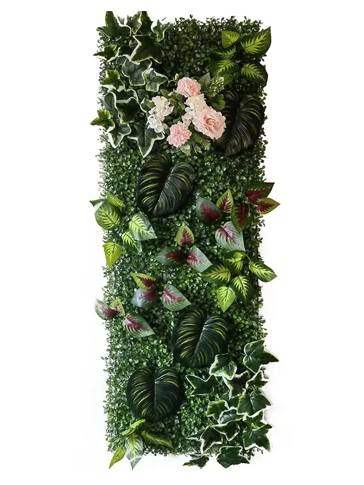 plantes artificielles feuilles vertes blanches bleues decoration murale exterieur naturelle accrochable
