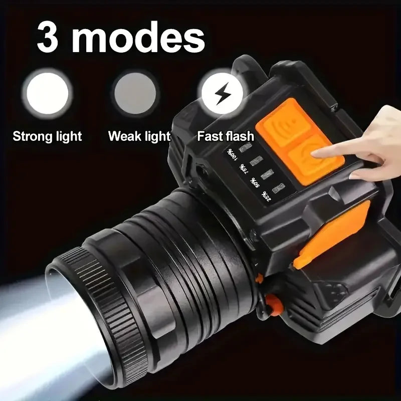 lampe torche noire orange ajustable rechargeable usb sensor mouvement induction switch moderne fonctionnelle