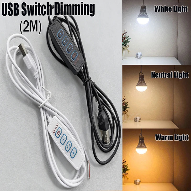 contrôleur luminosité usb blanc noir boutons ajustement adhésif câble 2m moderne compact on off