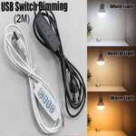 contrôleur luminosité usb blanc noir boutons ajustement adhésif câble 2m moderne compact on off