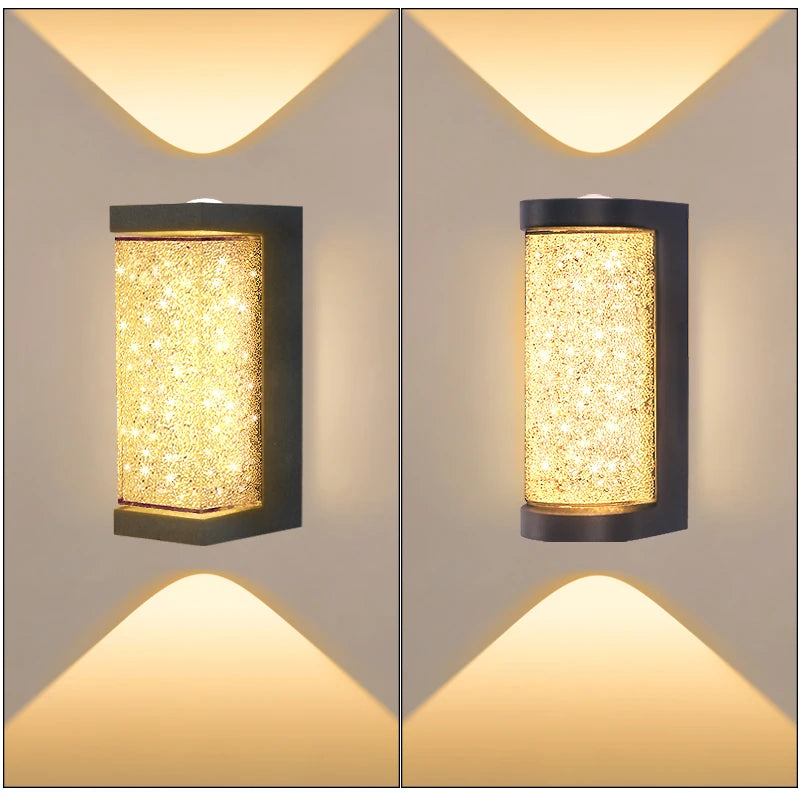 applique murale moderne gris métallisé translucide ip65 led 6500k 3000k extérieur résistante água
