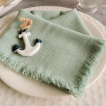 serviettes carrées tissu lin texturé rose lilas gris beige blanc ciel vert bordeaux rustic