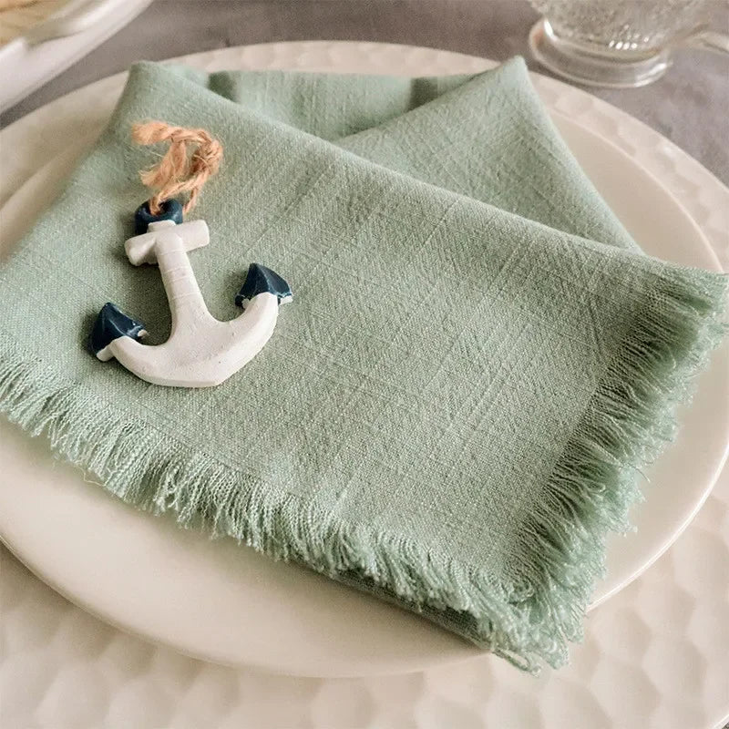 serviettes carrées tissu lin texturé rose lilas gris beige blanc ciel vert bordeaux rustic