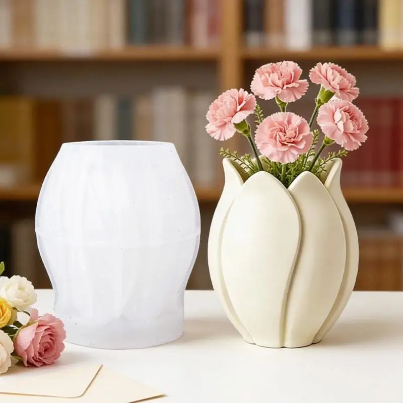 vase silicone tulipe blanc moderne decoration intérieure fleurs bougie parfumée artisanat
