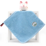 serviettes coton brodées animées enfants moderne bleu orange vert clips