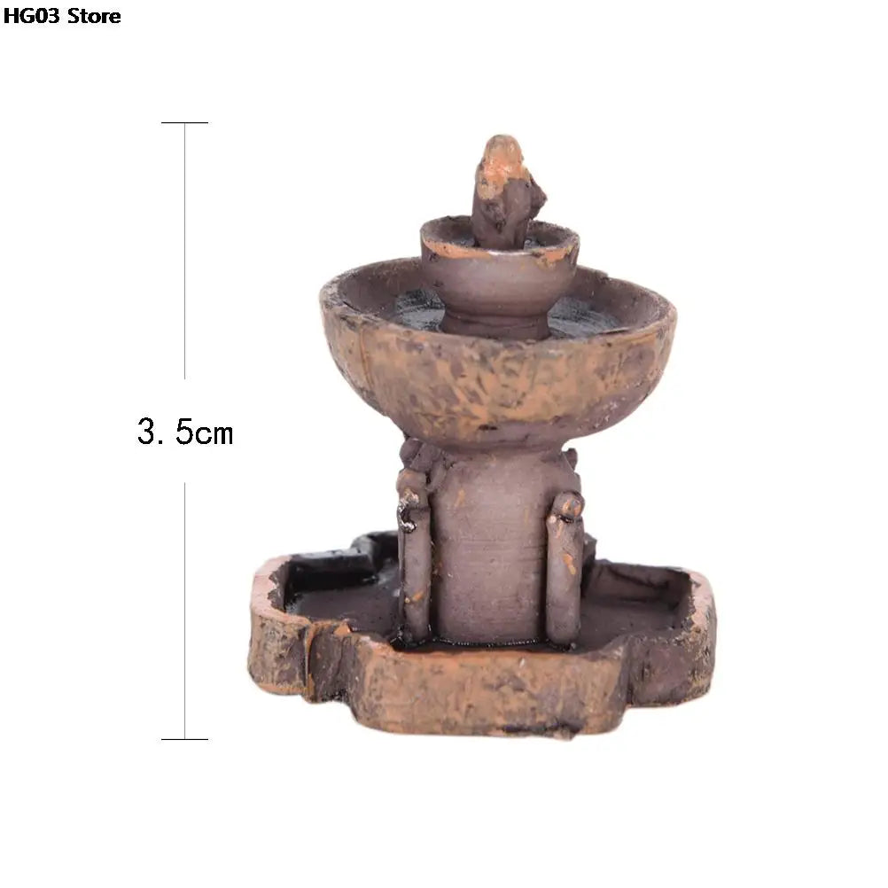 fontaine miniature résine marron gris texture vieillie artisanal paysagiste décoration maison bricolage rustic