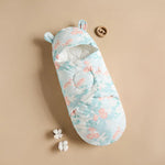 Sac couchage bébé fleurs animaux coton doux blanc rose pâle vert clair zip confortable