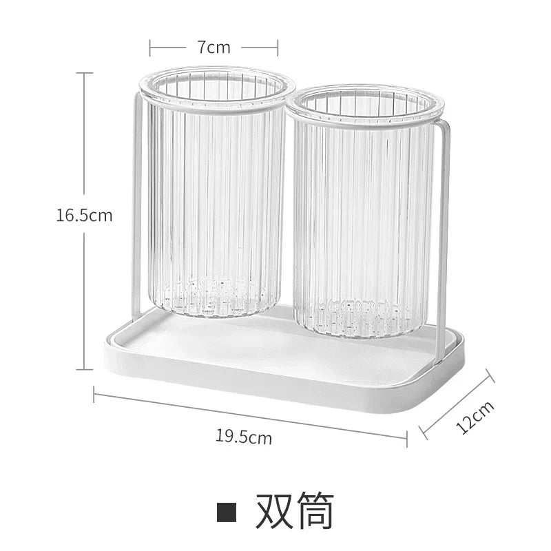 panier rangement couverts transparent support vaisselle drain multipurpose moderne japonais adhésif fourchette cuillère spatule
