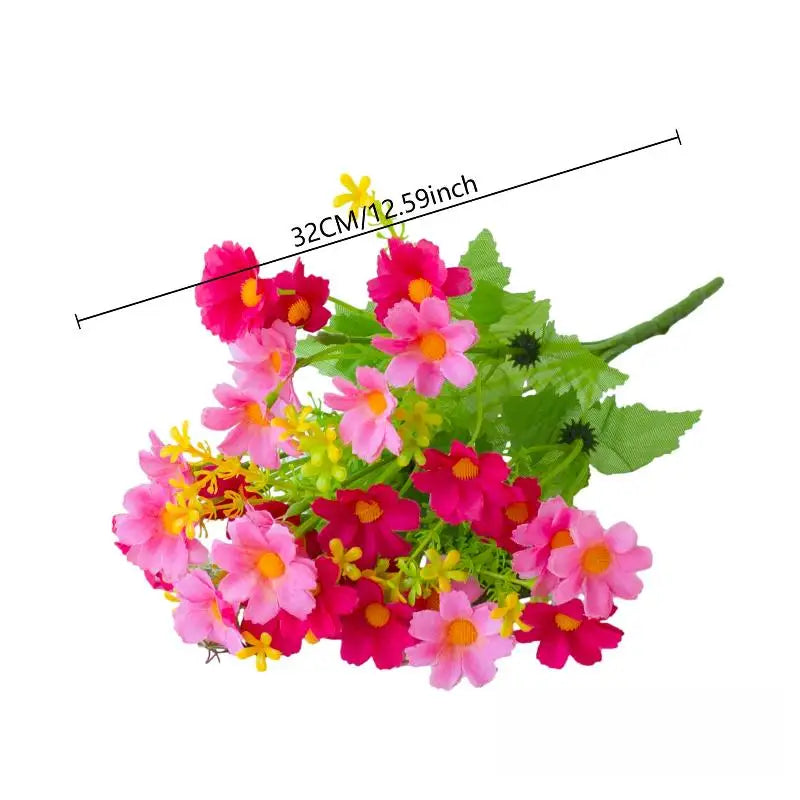 bouquet artificiel fleurs simples feuilles vertes moderne décoration intérieure opacité bleu rose jaune vert