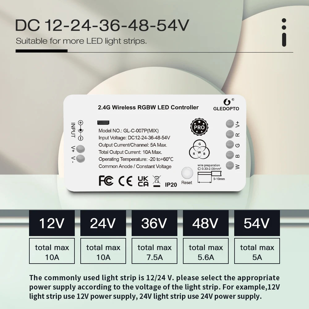 contrôleur led zigbee 30m app voix blanc moderne abs 270w 12v24v