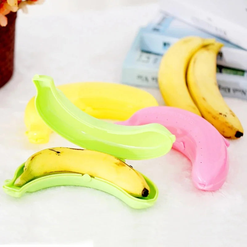 boîte rangement bananes moderne vert rose jaune clips fruits écologique portable