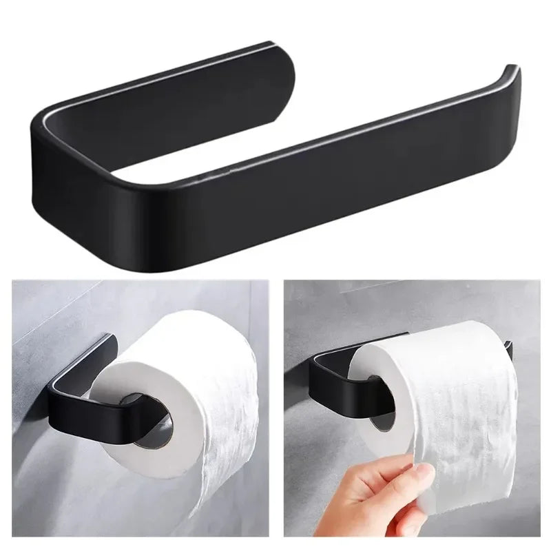 porte rouleau papier toilette adhésif moderne noir mat salle bain
