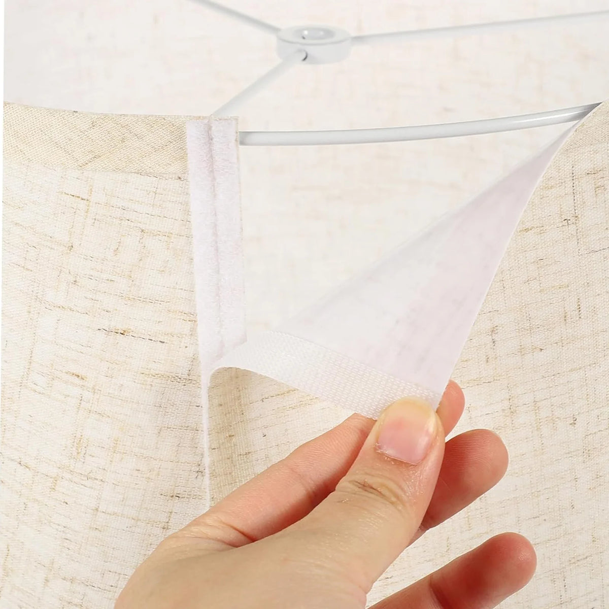 abat jour moderne toile lin beige clair opalescent 32.2cm 22.3cm